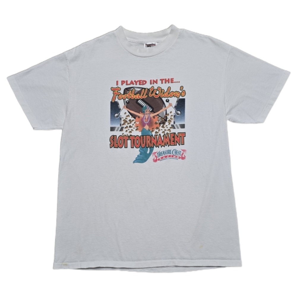 Rare 90s VTG NFL Pinup Girl Louisiana Gambling T-Shirt Mens L Single‎ Stitch